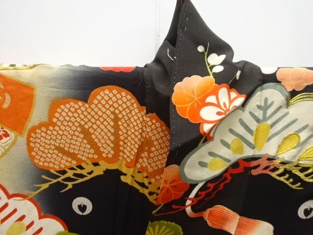  大正ロマン　御所車に松梅模様刺繍五つ紋花嫁衣装振袖2枚重ね・丸帯セット